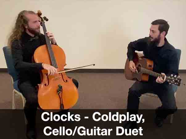 Clocks Cello Guitar Duet